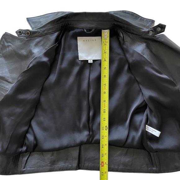 Women's Black Lambskin Leather Moto Biker Jacket Blazer by Walter Baker - Size 2 - Picture 15 of 16